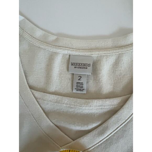 Weekend By Chicos Womens Sz 2 Soft Pullover Sweater Cream - Picture 3 of 6